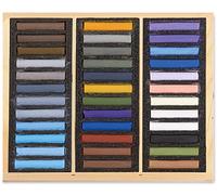Honsell 49927 Blockx - Juego de 36 tizas de colores brillantes en caja de madera, hecho a mano con pigmentos puros, colores brillantes con alta opacidad, multicolor