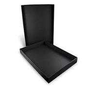 Honsell 81331 - Caja de almacenamiento negra con tapa para formato DIN A4, dimensiones interiores aprox. 32,5 x 23,0 x 3,5 cm, caja robusta de cartón negro con superficie satinada