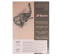 Honsell Bloc de bocetos de Color grisáceo, 80 g/m², DIN A2, 50 Hojas, de Papel Reciclado 100% ecológico con Superficie Rugosa, para Dibujar y esbozar, marrón/Gris