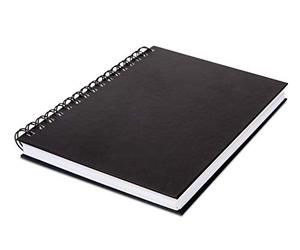 Honsell Cuaderno de bocetos con Espiral y Tapa Dura DIN A4, Formato Vertical, 100 Hojas, 110 g/m², Papel Puro, borrar, Libre de ácidos y Resistente al envejecimiento, Negro Blanco