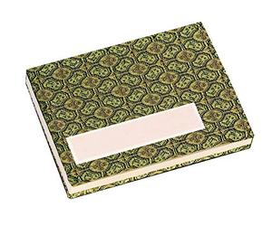 Honsell Cuaderno de bocetos Leporello con 22 Hojas = 44 páginas de cartón Natural Chino Hecho a Mano, 12 x 9 cm, 300 g/m², Cubierta con Brocado como Tela Oliva, Verde/Blanco