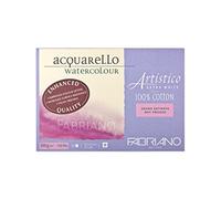Honsell Fabriano Artistico Acquarello Watercolour-Pintura al Agua (Satinada, prensada en Caliente, 35,5 x 51 cm, 15 Hojas de 300 g/m², Papel de Acuarela de Alta Calidad, Bloc de 4 Caras), Blanco