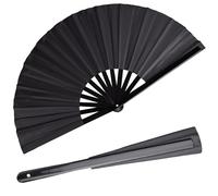 HONSHEN Abanico de mano plegable con bambú para mujeres y hombres, abanico chino japonés para festivales, bailes, regalos, actuaciones, decoraciones (abanico de bambú negro 2p)