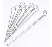 HONSHEN Barbacoa corta plana de acero inoxidable de 8 pulgadas, pinchos para barbacoa, brochetas para parrilla Kebab Kabob, 12 piezas
