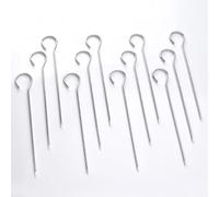 HONSHEN Brochetas planas de acero inoxidable de 5.75 pulgadas, pinchos de patata de metal, barbacoa corta, pinchos de barbacoa de aguja, varillas para hornear, maíz en la parrilla, cocina casera, 12