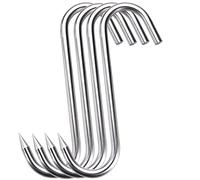 HONSHEN Ganchos de carne resistentes de 12 mm, ganchos en S de acero inoxidable de 10 pulgadas, gancho de carnicero para procesamiento de carne, paquete de 4