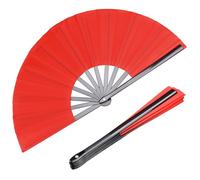 HONSHEN Paquete de 2 abanicos de mano plegables grandes, abanico chino de Kung Fu Tai Chi de tela de nailon para hombres y mujeres, actuaciones, bailes, decoraciones, festivales, regalo (abanico