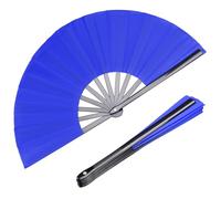 HONSHEN Paquete de 2 abanicos de mano plegables grandes, abanicos chinos azules de Kung Fu Tai Chi de tela de nailon para hombres y mujeres, actuaciones, bailes, decoraciones, festivales, regalo