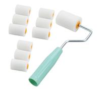 Hontaog Set 10 Mini Rodillos de Pintura 2 Pulgadas, Rodillo Espuma con Mango, Rodillos para Barniz y Pintura para Muebles Puertas Esquinas, Rodillo de Precisión para Pared DIY (50 x 35 mm)