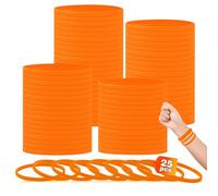 HONTIUS 0.24'' 25 Piezas Pulseras de Silicona, Naranja Pulseras Elásticas de Goma, Pulsera de Silicona Elástica para Hombre Mujeres Mayor de Fiestas Deportes-6mm de Ancho Súper Estrecho