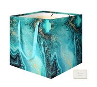 HONTIUS 1 Piezas Bolsas de Regalo Extragrandes，11.9" Cuadrado Bolsa Regalo Grande con Papel de Pañuelos de Papel y Tarjetas, 30*30*30cm Mármol Gift Bags para Bodas Fiestas de Cumpleaños Regalos Verde