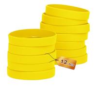 HONTIUS 12 Piezas Pulseras de Silicona, Pulseras Elásticas de Goma, Azul Pulsera de Silicona para Hombre Mujeres Mayor de Deportes Amarillo