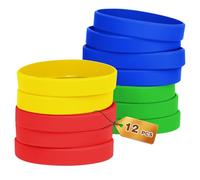 HONTIUS 12 Piezas Pulseras de Silicona, Pulseras Elásticas de Goma, Azul Pulsera de Silicona para Hombre Mujeres Mayor de Deportes Muti