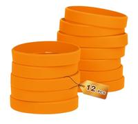 HONTIUS 12 Piezas Pulseras de Silicona, Pulseras Elásticas de Goma, Azul Pulsera de Silicona para Hombre Mujeres Mayor de Deportes Naranja