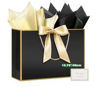 HONTIUS 15.75" Bolsa Regalo, Bolsas de Regalo Verticales con Papel de Pañuelos de Papel y Tarjetas, 40*30*12.5cm Bolsa Regalo Grande Gift Bags Mediana para Cumpleaños Fiestas Celebraciones 1 Piezas F