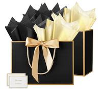 HONTIUS 15.75" Bolsa Regalo, Bolsas de Regalo Verticales con Papel de Pañuelos de Papel y Tarjetas, 40*30*12.5cm Bolsa Regalo Grande Gift Bags Mediana para Cumpleaños Fiestas Celebraciones 2 Piezas F