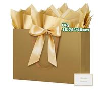 HONTIUS 15.75" Bolsa Regalo, Bolsas de Regalo Verticales con Papel de Pañuelos de Papel y Tarjetas, 40*30*12.5cm Bolsa Regalo Grande Gift Bags Mediana para Cumpleaños Fiestas Celebraciones 1 Piezas D