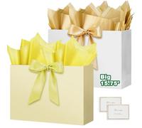 HONTIUS 15.75" Bolsa Regalo, Bolsas de Regalo Verticales con Papel de Pañuelos de Papel y Tarjetas, 40*30*12.5cm Bolsa Regalo Grande Gift Bags Mediana para Cumpleaños Fiestas Celebraciones 2 Piezas K