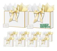 HONTIUS 15.75" Bolsa Regalo, Bolsas de Regalo Verticales con Papel de Pañuelos de Papel y Tarjetas, 40*30*12.5cm Bolsa Regalo Grande Gift Bags Mediana para Cumpleaños Fiestas Celebraciones 10 Piezas F
