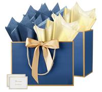 HONTIUS 15.75" Bolsa Regalo, Bolsas de Regalo Verticales con Papel de Pañuelos de Papel y Tarjetas, 40*30*12.5cm Bolsa Regalo Grande Gift Bags Mediana para Cumpleaños Fiestas Celebraciones 2 Piezas N
