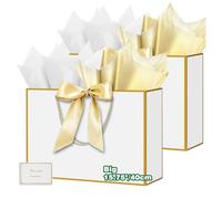 HONTIUS 15.75" Bolsa Regalo Grande, 2 Piezas Bolsas de Regalo con Papel de Pañuelos de Papel y Tarjetas, 40 * 30 * 12.5cm Bolsa Regalo XXL Gift Bags Maxi para Cumpleaños Fiestas Celebraciones Boda C