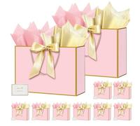 HONTIUS 15.75" Bolsa Regalo Grande, Bolsas de Regalo con Papel de Pañuelos de Papel y Tarjetas, 40x30x12.5cm Bolsa Regalo XXL Gift Bags Maxi para Cumpleaños Fiestas Celebraciones Boda 8 Piezas B