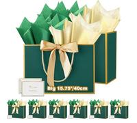 HONTIUS 15.75" Bolsa Regalo Grande, Bolsas de Regalo con Papel de Pañuelos de Papel y Tarjetas, 40x30x12.5cm Bolsa Regalo XXL Gift Bags Maxi para Cumpleaños Fiestas Celebraciones Boda 8 Piezas E