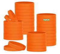 HONTIUS 50 Piezas Pulseras de Silicona, 8'' Reutilizables Pulseras Elásticas de Goma, Pulsera de Silicona Elástica para Hombre Mujeres Mayor de Fiestas Deportes Naranja