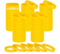 HONTIUS 8'' Pulseras de Silicona, 100PCS Pulseras Elásticas de Goma, Amarillo Pulsera de Silicona para Hombre Mujeres Mayor de Deportes