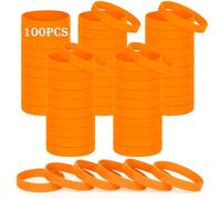 HONTIUS 8'' Pulseras de Silicona, 100PCS Pulseras Elásticas de Goma, Naranja Pulsera de Silicona para Hombre Mujeres Mayor de Deportes