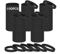 HONTIUS 8'' Pulseras de Silicona, 100PCS Pulseras Elásticas de Goma, Negro Pulsera de Silicona para Hombre Mujeres Mayor de Deportes