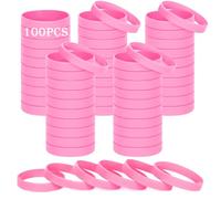 HONTIUS 8'' Pulseras de Silicona, 100PCS Pulseras Elásticas de Goma, Rosa Pulsera de Silicona para Hombre Mujeres Mayor de Deportes