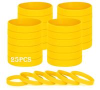 HONTIUS 8'' Pulseras de Silicona, 25PCS Pulseras Elásticas de Goma, Amarillo Pulsera de Silicona para Hombre Mujeres Mayor de Deportes