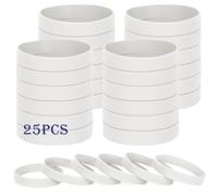 HONTIUS 8'' Pulseras de Silicona, 25PCS Pulseras Elásticas de Goma, Blanco Pulsera de Silicona para Hombre Mujeres Mayor de Deportes