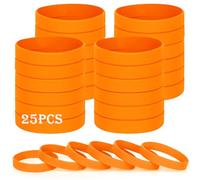 HONTIUS 8'' Pulseras de Silicona, 25PCS Pulseras Elásticas de Goma, Naranja Pulsera de Silicona para Hombre Mujeres Mayor de Deportes