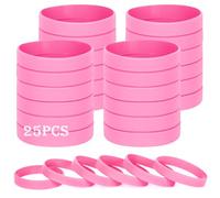 HONTIUS 8'' Pulseras de Silicona, 25PCS Pulseras Elásticas de Goma, Rosa Pulsera de Silicona para Hombre Mujeres Mayor de Deportes
