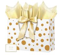 HONTIUS Bolsa Regalo, 15.75" Cuadrado Bolsa Regalo Grande con Papel de Pañuelos de Papel y Tarjetas, 40 * 30 * 12.5cm Bolsas de Regalo Gift Bags con Sonrisa para Cumpleaños Fiestas R