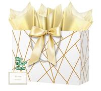 HONTIUS Bolsa Regalo, 15.75" Cuadrado Bolsa Regalo Grande con Papel de Pañuelos de Papel y Tarjetas, 40 * 30 * 12.5cm Bolsas de Regalo Gift Bags con Sonrisa para Cumpleaños Fiestas Q