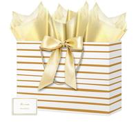 HONTIUS Bolsa Regalo, 15.75" Cuadrado Bolsa Regalo Grande con Papel de Pañuelos de Papel y Tarjetas, 40 * 30 * 12.5cm Bolsas de Regalo Gift Bags con Sonrisa para Cumpleaños Fiestas P