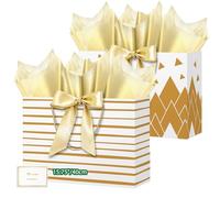 HONTIUS Bolsa Regalo, 15.75" Cuadrado Bolsa Regalo Grande con Papel de Pañuelos de Papel y Tarjetas, 40 * 30 * 12.5cm Bolsas de Regalo Gift Bags con Sonrisa para Cumpleaños Fiestas 2 piezas B