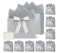 HONTIUS Bolsa Regalo Grande, 10 Piezas Bolsas para Regalos, 12.59" 32 * 25 * 11cm Bolsas Cuadradas con 10 Pañuelos de Papel 10 Tarjetas de Felicitación para Cumpleaños I