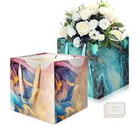 HONTIUS Bolsa Regalo Grande, 2 Piezas Bolsas para Regalos, 11.8" 30 * 30 * 30cm Bolsas Cuadradas con 2 Tarjetas de Felicitación para Cumpleaños Fiesta de Bodas