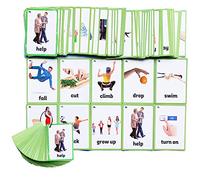 HONTOUSIP 65 Pcs Verbs Cards- Learning Picture & Word Card Flashcards(English Word Learning Card & Pocket Size Flash Card for Children and Preschool),4.33x3.15in