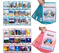HONTOUSIP Tarjetas de flash naturales y lugares y construcción para niños pequeños y niños, tarjetas de bolsillo de aprendizaje, para guardería/maestro/terapeutas de autismo