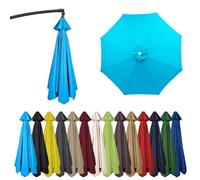 HonunGron UV50+ Tela De Recambio Sombrilla 2 M 2.7M 3M + 6/8 Varillas, Toldo De Repuesto Para Sombrilla De Patio Jardín, Cubierta De Repuesto para Parasol En Voladizo (2.7m 6 Ribs,Azul)