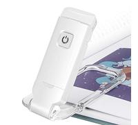 HONWELL Lámpara de lectura con clip LED Luz de libro, Luz de lectura para libros en la cama, Luz para el cuidado de los ojos, USB recargable, 2 configuraciones de brillo para protección ocular, Blanco
