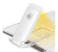 HONWELL Luz de Libro Recargable Luces LED de Lectura con Clip para Niños que Leen en La Cama, 3 Niveles de Brillo Luz de Marcador Regulable para Protección Ocular, Lámpara de Lectura Portátil, Blanco