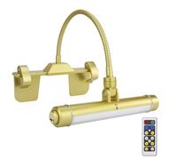 HONWELL Luz LED para cuadros con control remoto, regulador recargable inalámbrico, pantalla de cabeza giratoria con 3 modos de iluminación para pintar, diana - Oro nuevo