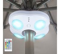 HONWELL Luz para Sombrilla,Lamparas a Pilas para Sombrilla para Balcón Exterior,Parasol LED 12 Colores,Regulable Luces Sombrilla,Luz Inalámbrica para Camping,Jardín,Playa,Tienda-Blanco
