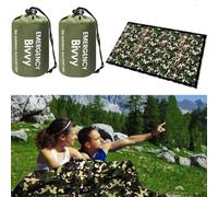 HONYAO Bolsa de Dormir de Supervivencia, Bolsa de Dormir de Emergencia, Bivvy de Supervivencia Ligero Camping al Aire Libre Senderismo, Camuflaje, 2 Pieces